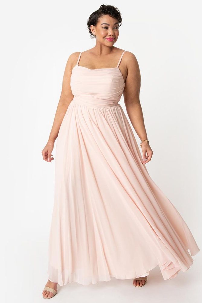 Plus Size Peach Prom Dress