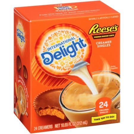 creamer delight international singles peanut butter reese cup coffee reeses count pack flavored oz creamers