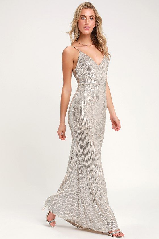 Silver Sequin Prom Dress
