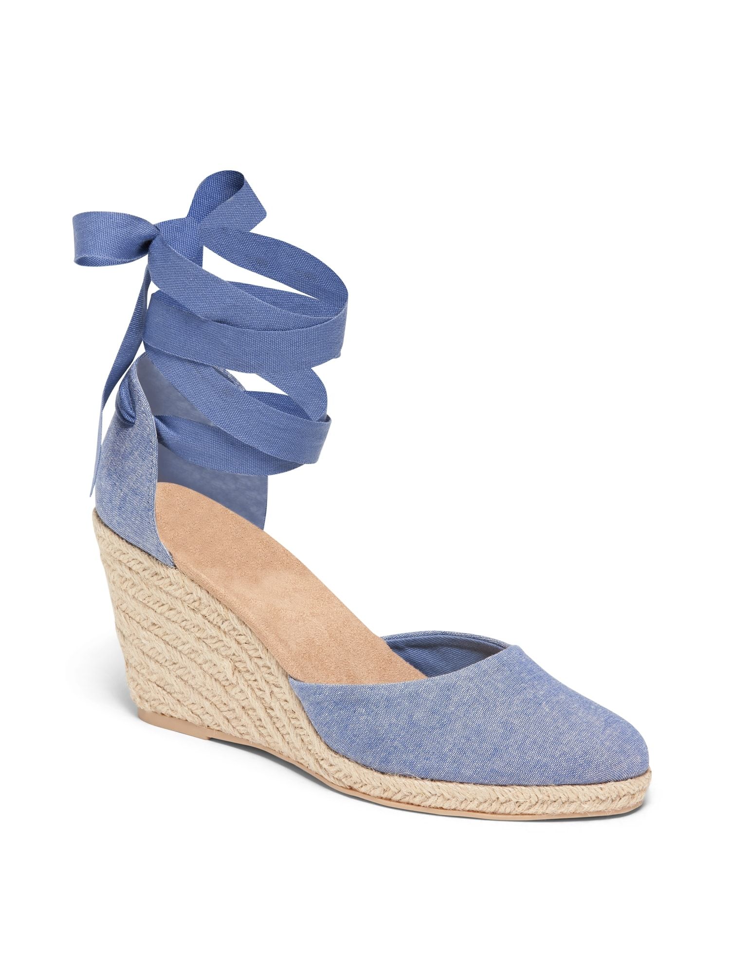 Chambray Espadrille Wedges for Women