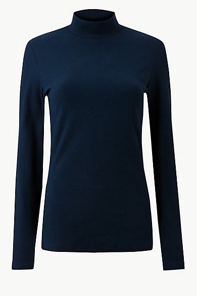 Textured Turtle Neck Long Sleeve T-Shirt