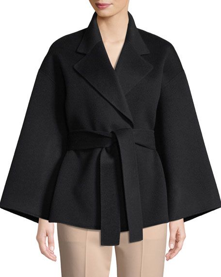 Notched-Collar Belted New Divide Wool-Cashmere Robe Jacket