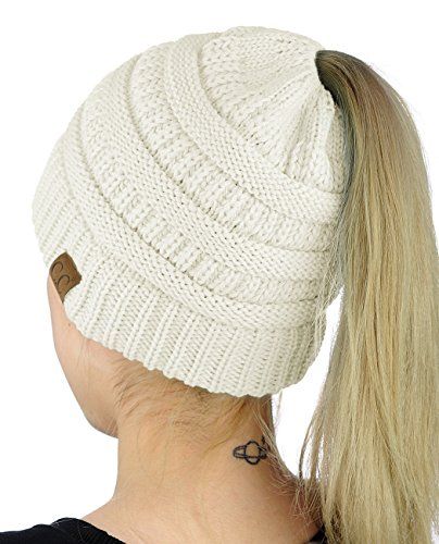 womens winter hat with ponytail hole