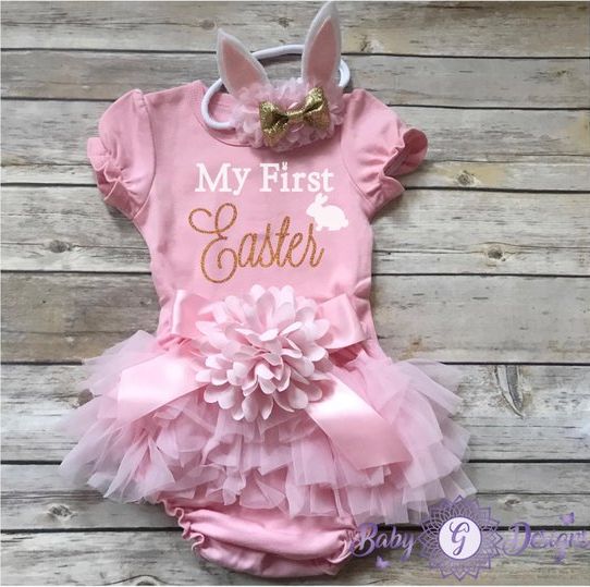 "My First Easter" Baby Girl Outfit Set