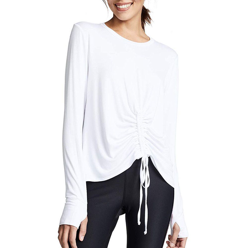 Terez Ruched Tie-Front Long-Sleeve Tee