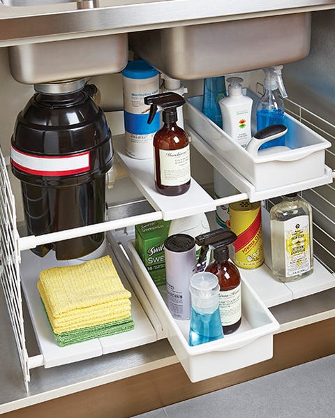 under kitchen sink storage trays