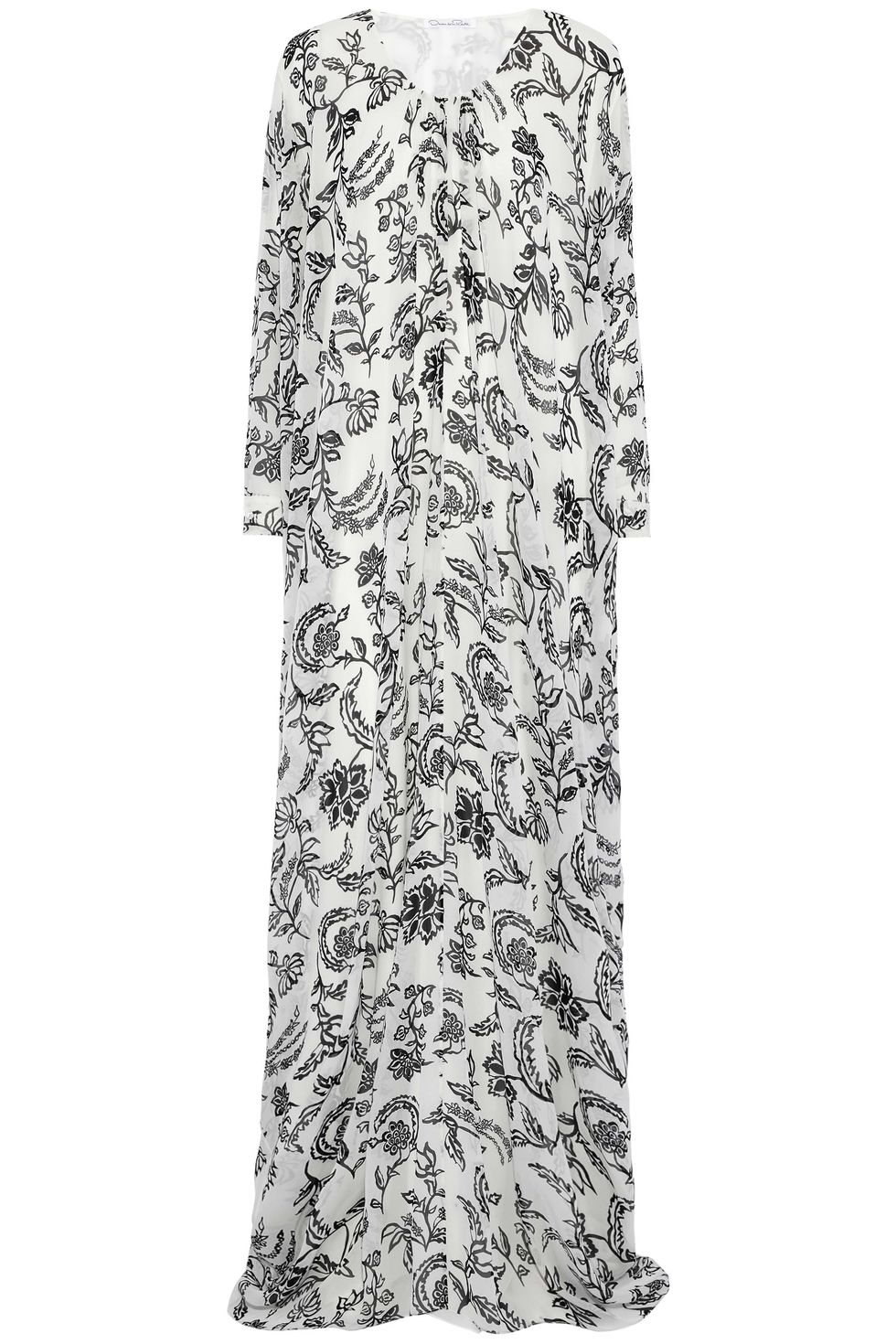 Draped Printed Silk Chiffon Gown