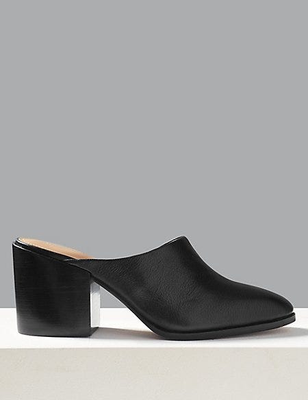 Leather Asymmetric Mules