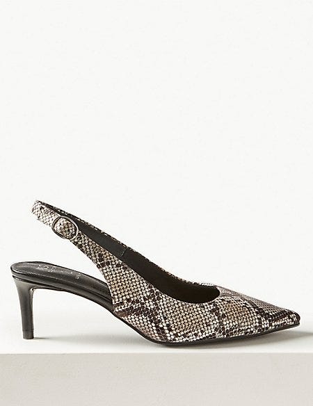 Leather Kitten Heel Slingback Shoes