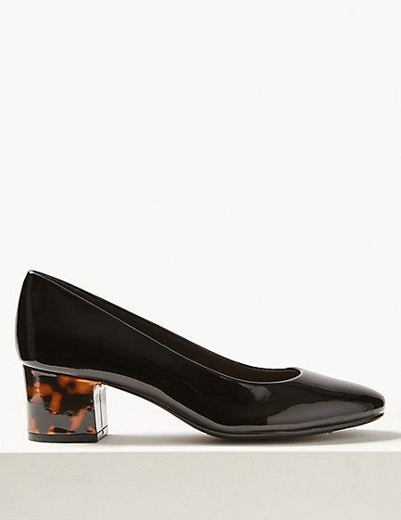 Block Heel Court Shoes