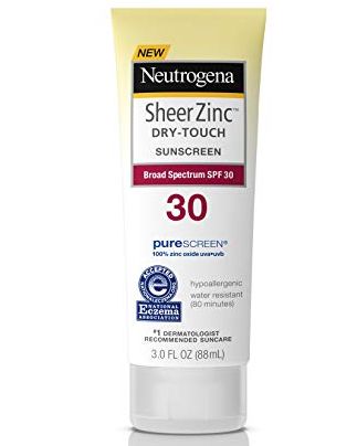 Neutrogena SheerZinc Dry-Touch Sunscreen Broad Spectrum SPF 30 (Pack of 3)