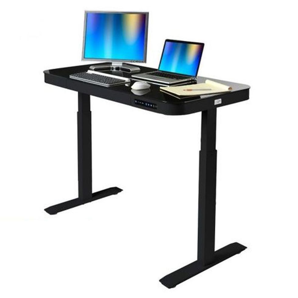 AIRLIFT Height-Adjustable Electric Desk with Glass Top + Dual USB Charger