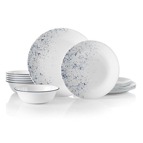 BEST DINNERWARE SET: Corelle 18-Piece Indigo Speckle Set