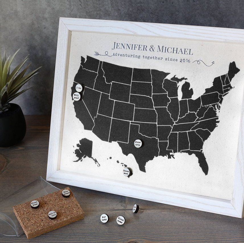 Custom Linen Map with Personalized Pins