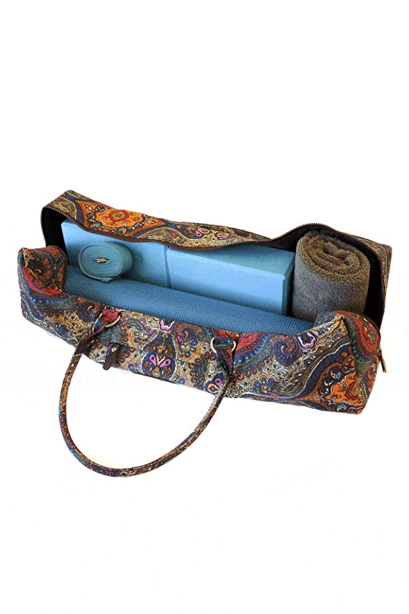 Details about   Blue Fruit Print Yoga Bag Kantha Stitch Yoga Mat Carrier Bag With Shoulder Strap 