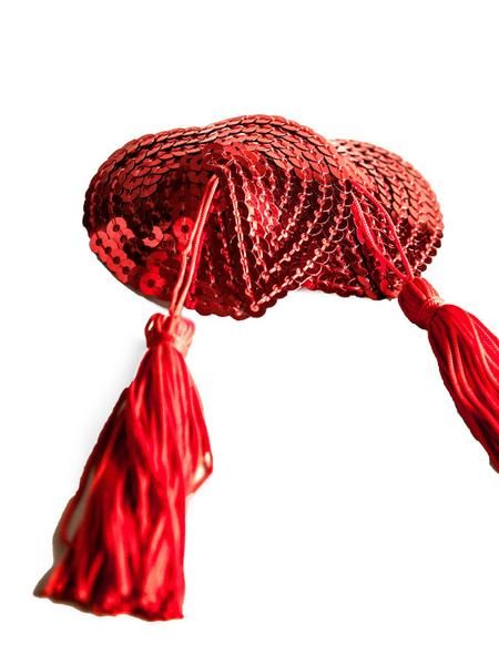 Sequin Red Hearts Tassels