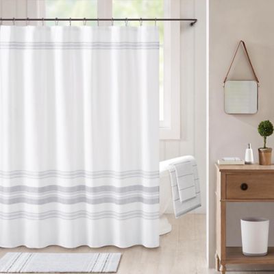 Bee & Willow Home Midsomer Striped Shower Curtain in White/Charcoal