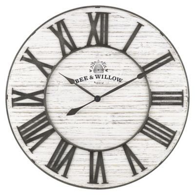 Bee & Willow Home  White Wash Wall Clock