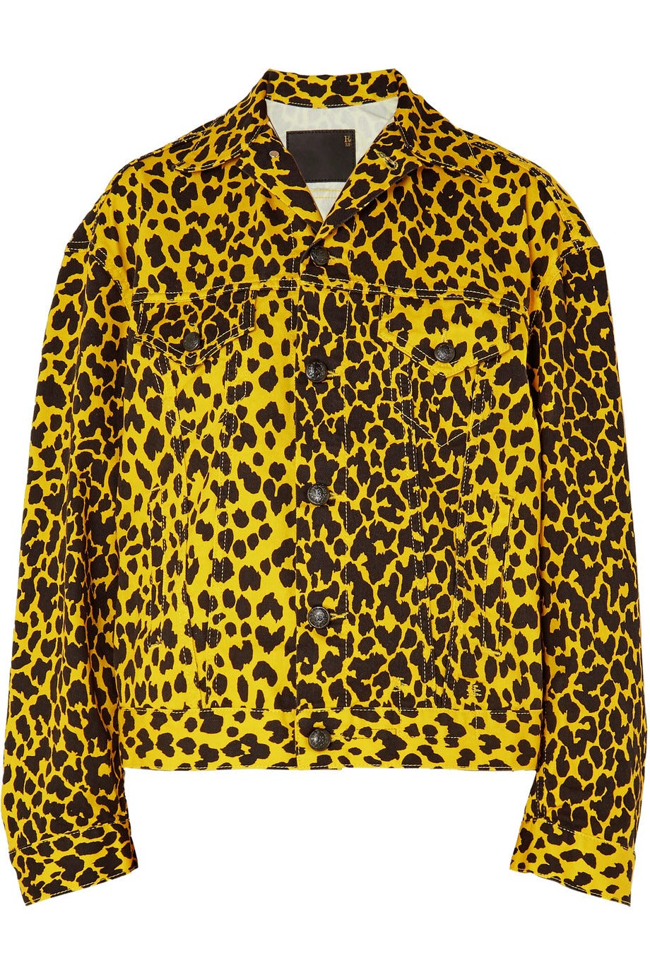 Reed oversized leopard-print denim jacket