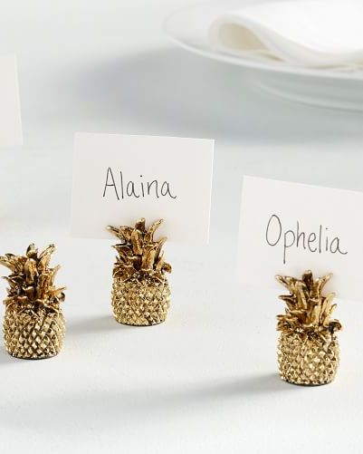 Gold Pineapple Place Card Holder, Set of 4