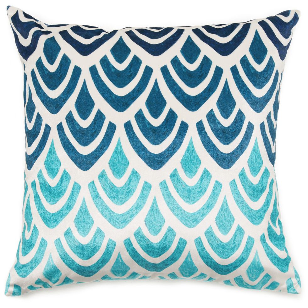Glam Blue Art Deco Throw Pillow