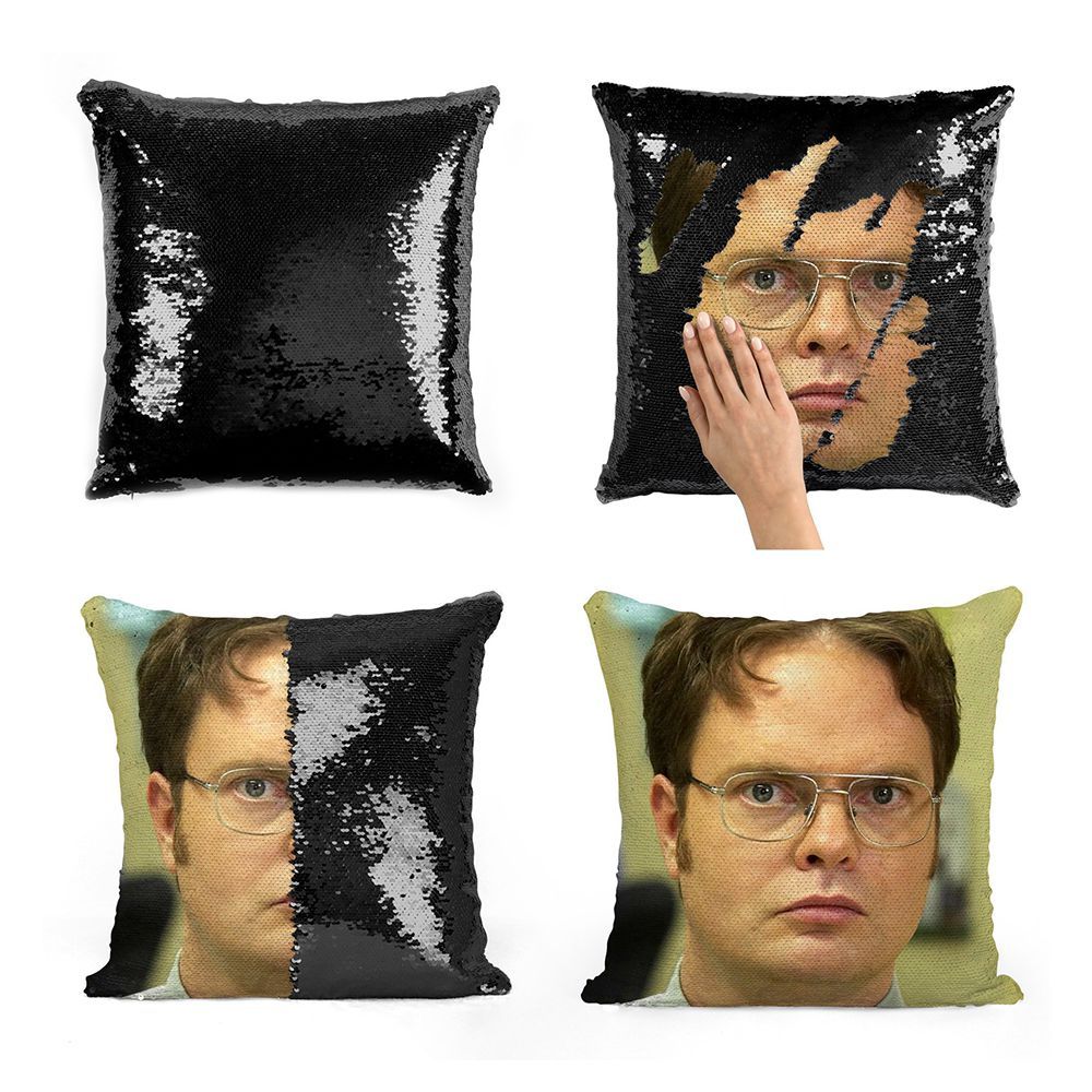Black Sequin Serious Dwight Schrute Pillow
