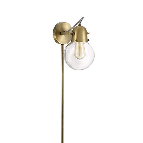 Rivet Mid-Century Modern Gold 1-Light Plug-In Wall Sconce