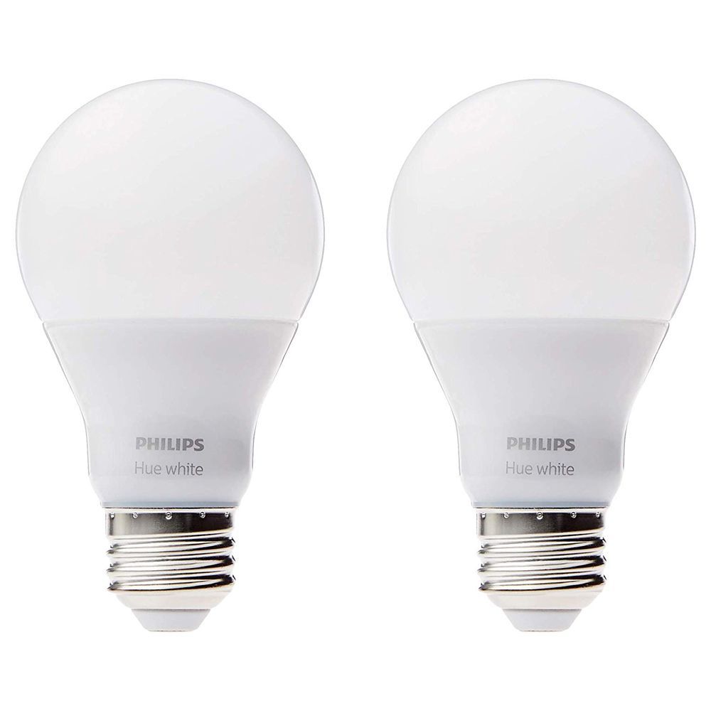 Philips Hue White A19 60W Equivalent Dimmable LED Smart Bulbs (2-Pack)