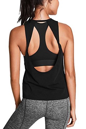 Mippo Womens Workout Yoga Tops Open Back Shirts Athletic Tank Tops Gym  Exercise Fitness Active Tee Shirts Cute Work Out Clothes for Women Dark  Gray S at  Women's Clothing store