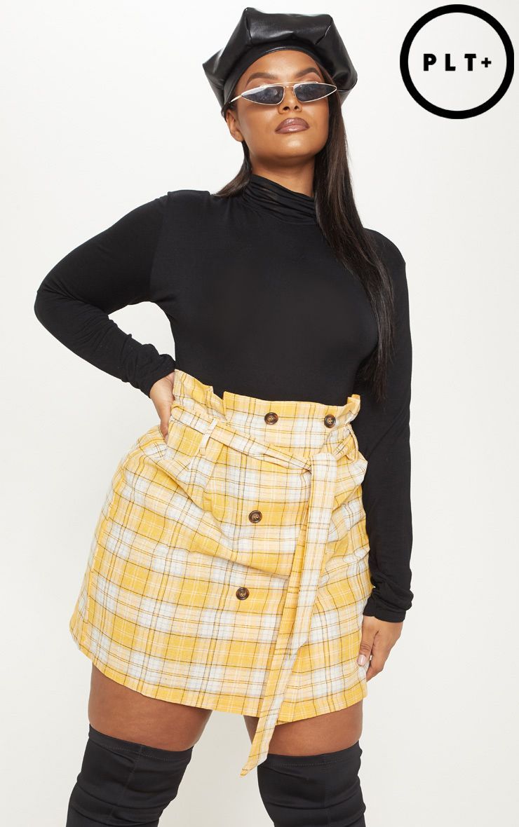 Neon yellow plaid skirt sale