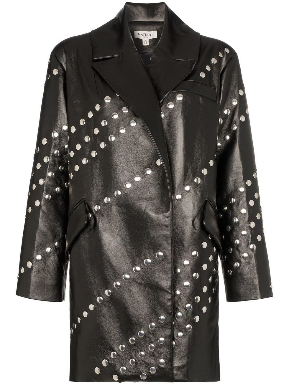 studded faux leather shirt jacket