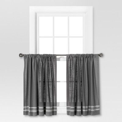 CAFE STYLE: Gray/Cream Stripe Threshold Curtain
