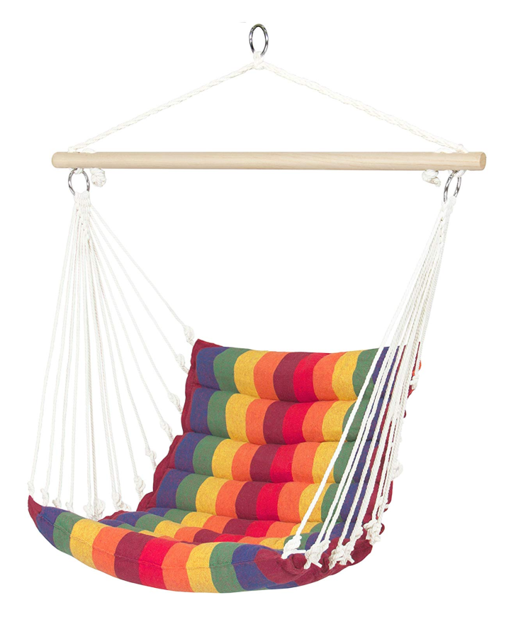 Rainbow Deluxe Padded Cotton Hammock Chair