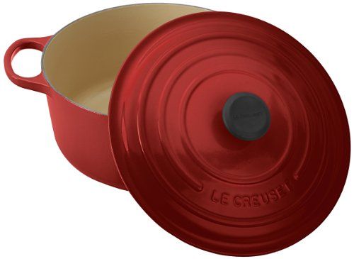 Le Creuset Signature Enameled Cast-Iron 7-1/4-Quart Round French (Dutch) Oven, Cerise (Cherry Red)