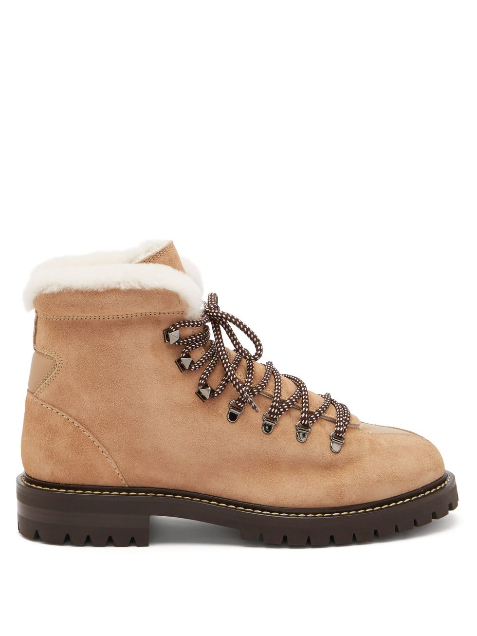 Rockstud-embellished leather hiking boots