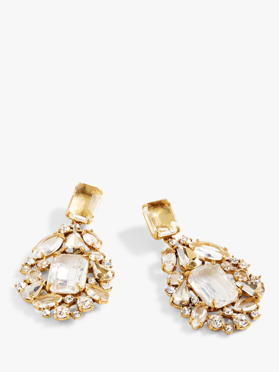 J.Crew Crystal Oval Drop Earrings, Clear/G