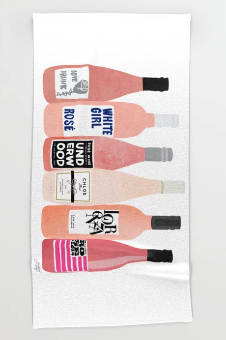 Rosé Bottles Beach Towel