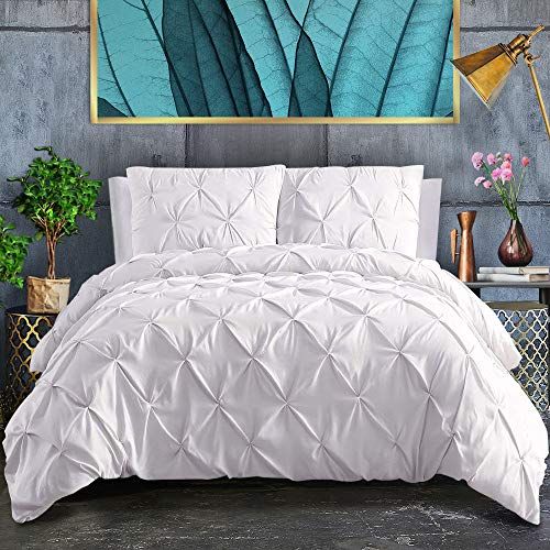 ASHLEYRIVER Pinch-Pleated Duvet Cover Set (Queen Size)