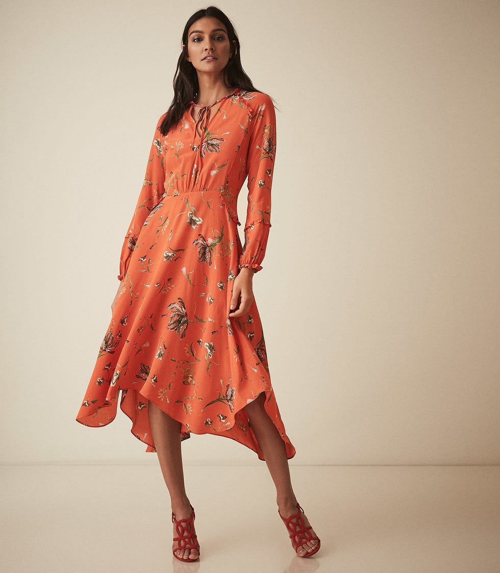 Bay Coral Floral Midi Dress