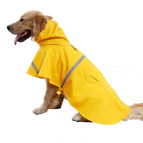 Kingko® Fashion Pet Rainy Days Slicker Yellow Raincoat Waterproof Clothes Puppy Rain Poncho Hood For S M L Huge Dogs Cats 2XL, Yellow