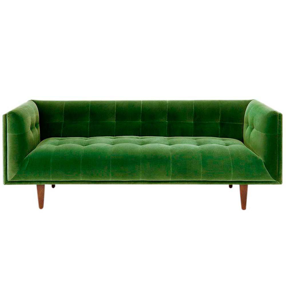 Cirrus Velvet and Wood Sofa in Grass Green