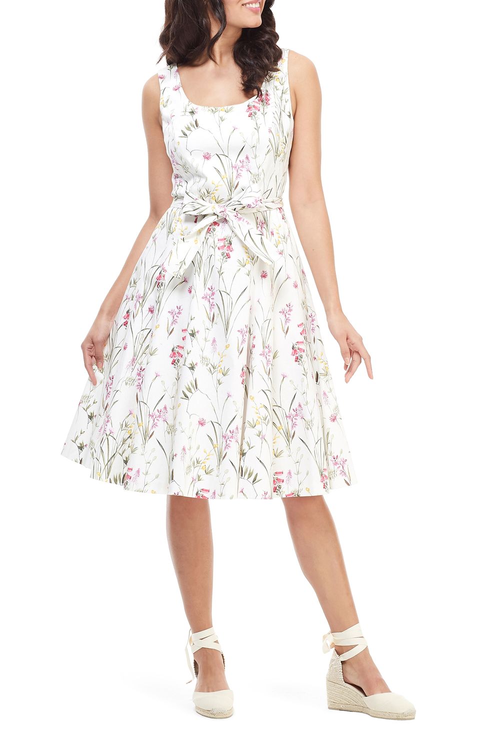 Floral Petal Fit & Flare Stretch Cotton Dress