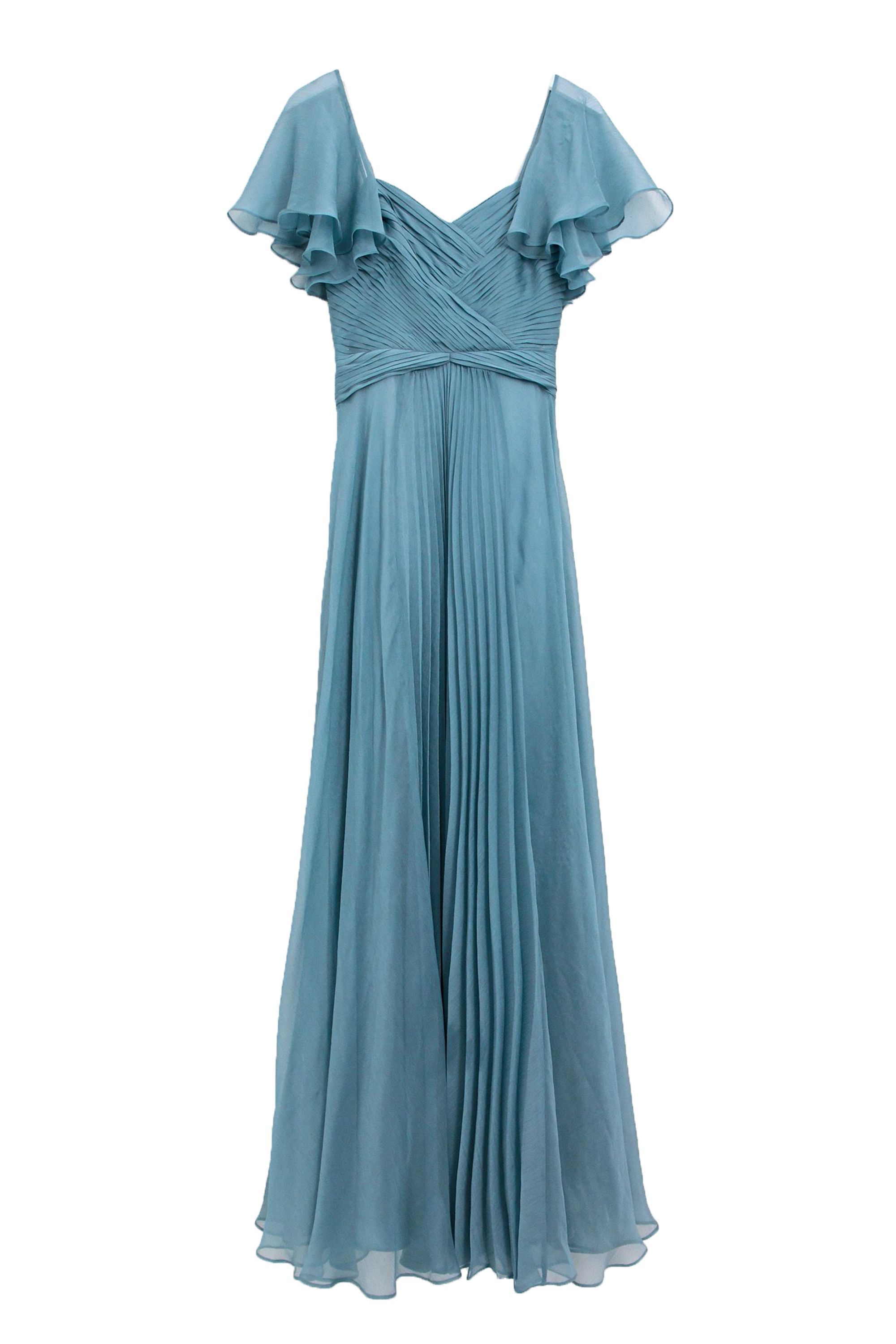 Asos design bridesmaid pleated bodice maxi dress with outlet flutter sleeve