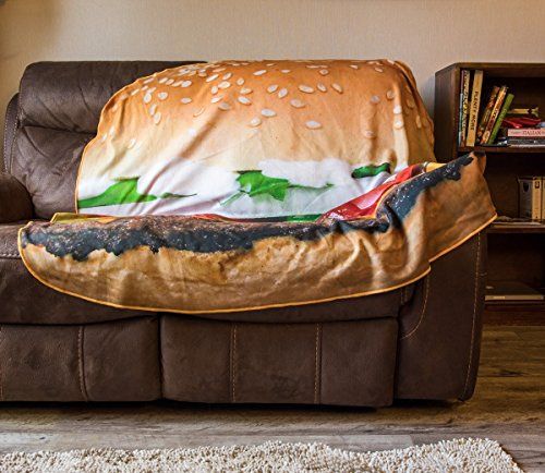 Comfort Food Pizza Wrap Blanket Perfectly Round Hamburger Throw Christmas Gift 