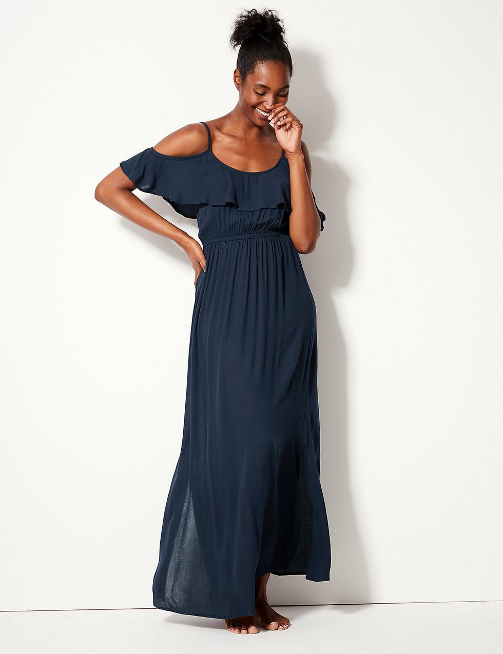 Crinkle Frill Maxi Beach Dress