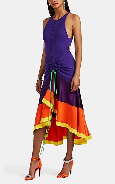 Jhanta Colorblocked Silk Flared Dress