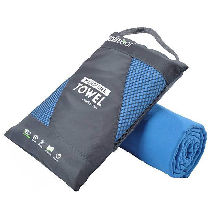 Wolfyok 2 Pack Microfiber Travel Sports Towel XL Ultra Absorbent and Quick Drying Swimming Towel 24 X 16 Beach Backpacking 58 X 30 for Sports Yoga or Bath with Hand/Face Towel 