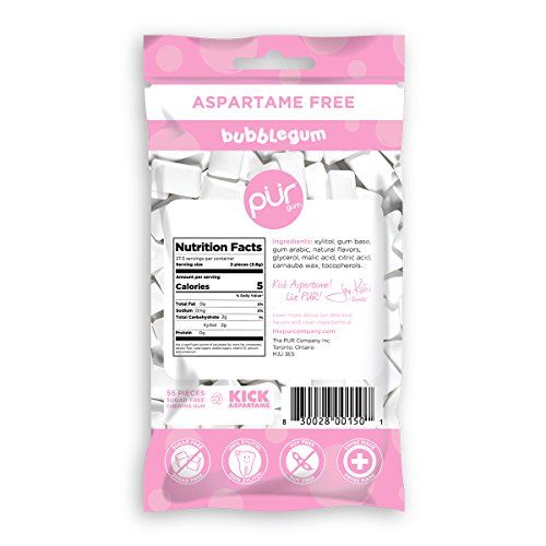 The PUR Company | Sugar-Free + Aspartame-Free Chewing Gum | 100% Xylitol | Bubblegum | Vegan + Non GMO | 55 Pieces per Bag