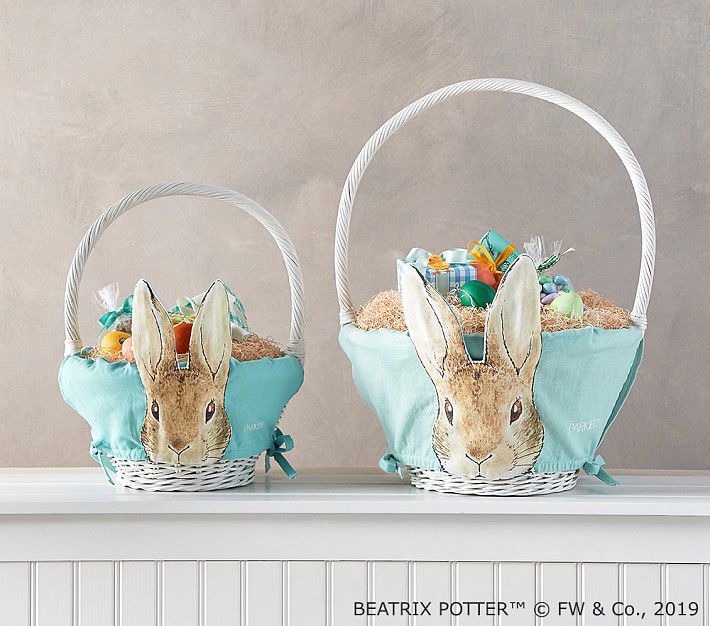 pink ear Personalised Flopsy bunny fabric basket/bucket gift Easter bag