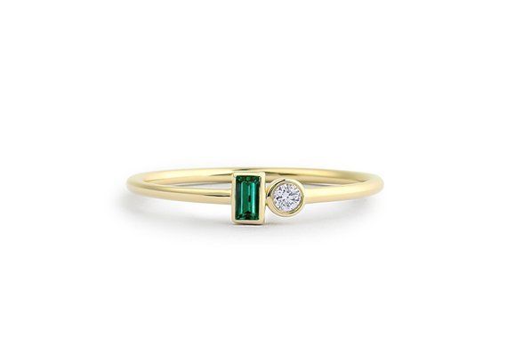 Oval Emerald Three Stone Ring With Pear Shape Side Diamonds (2.39cttw) AAAA  Quality